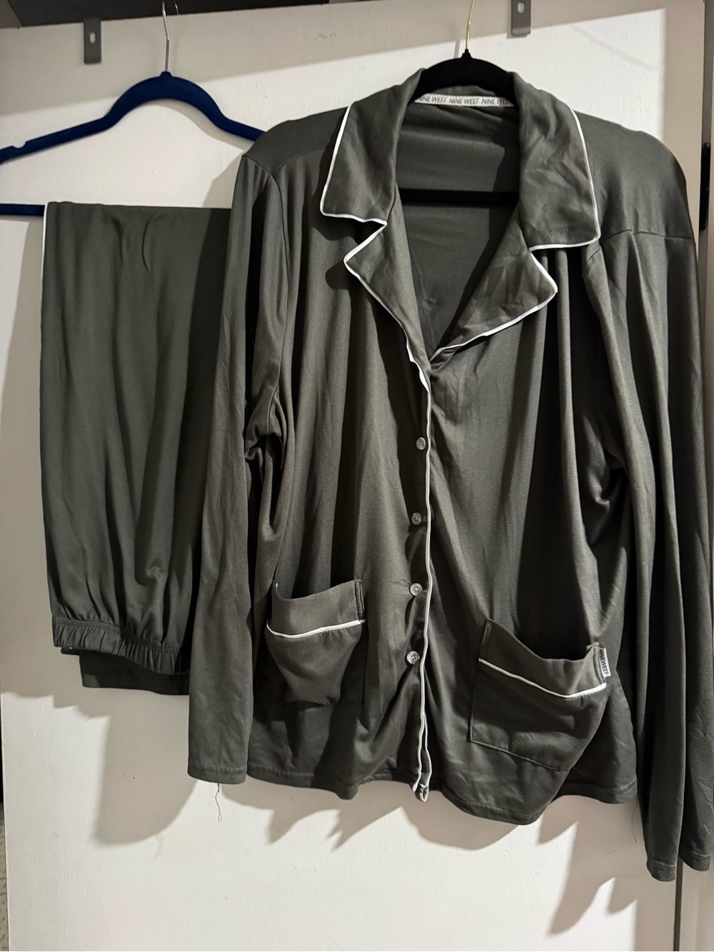 Nine West Pajama Set | Olive Green | XL |